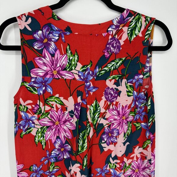 3/$25 Cupio Tropical Floral High Low Tunic Dress S Sleeveless Sundress Red - Picture 6 of 10